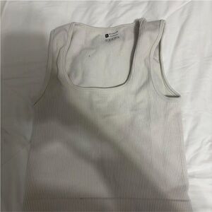 White Ribbed Tank Top
